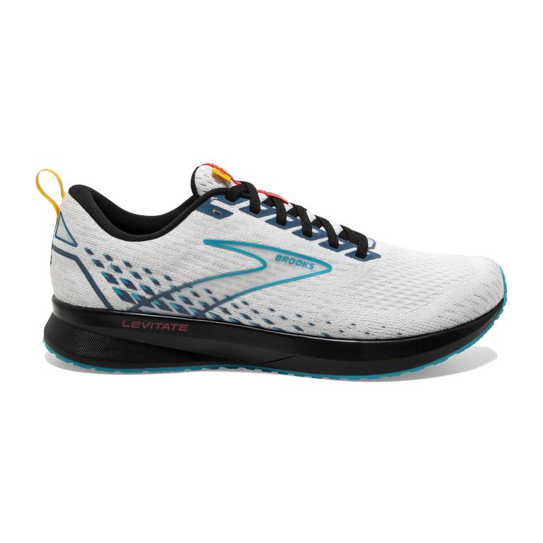 Brooks LEVITATE 5 Road Running Shoes Womens Outlet - White/BlueBird/Black (DVZ456703)